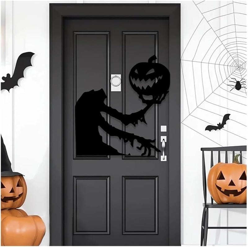 Black Ghost Window Clings 8pcs Halloween Door Wall Sticker Decoration Pumpkin Witch - Image 5